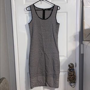 Black and white pattern midi dress